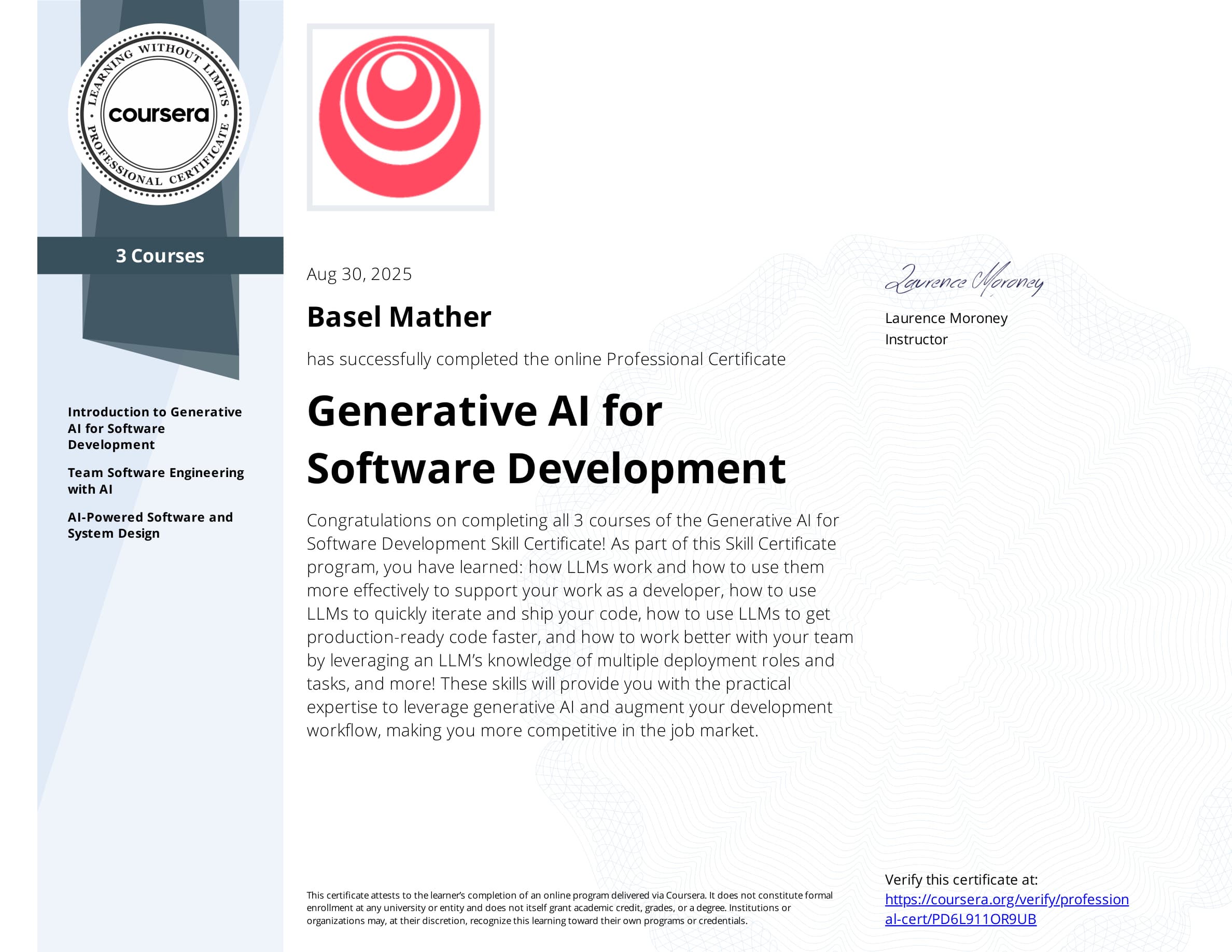 Generative AI for Software Development Specialization